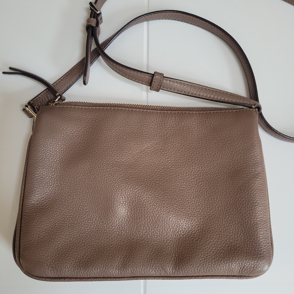 kate spade Taupe Leather Crossbody Bag With Adjustable Strap - Picture 4 of 11